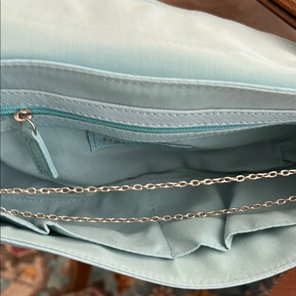 Naturalizer Blue Clutch with Buckle and Chain Strap